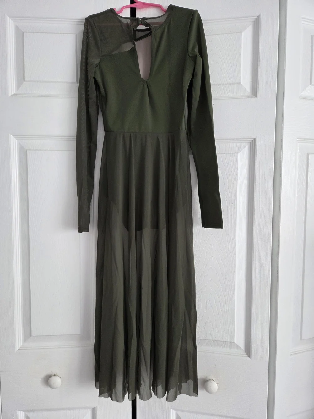 NEVER WORN Balera Olive Long Sleeve Back Panel Leotard for Women. - Picture 2 of 4